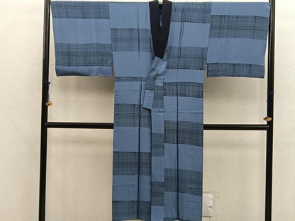 平和屋着物●男性　長襦袢　袷　横段文　正絹　逸品　BAAX5702mz
