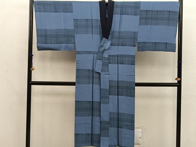平和屋着物●男性　長襦袢　袷　横段文　正絹　逸品　BAAX5702mz