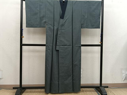 平和屋着物●男性　長襦袢　単衣　藍媚茶色　正絹　逸品　BAAX5703mz
