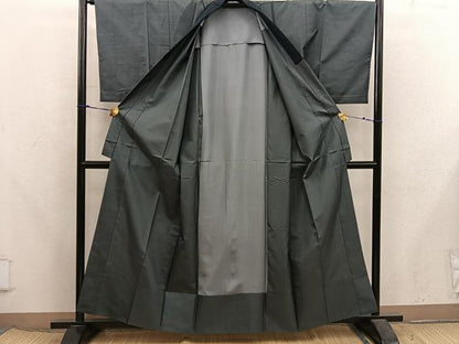 平和屋着物●男性　長襦袢　単衣　藍媚茶色　正絹　逸品　BAAX5703mz
