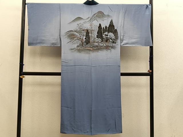 平和屋着物●男性　長襦袢　無双仕立て　樹林文　正絹　逸品　BAAX5704mz