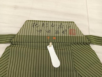 平和屋着物●男性　人間国宝　甲田綏郎　精好仙台平　馬乗り袴　縞　正絹　逸品　BAAX5705mz