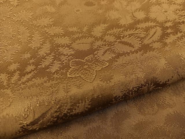 平和屋着物●上質な色無地　草花地紋　黄土色　正絹　逸品　未使用　BAAX5712mz
