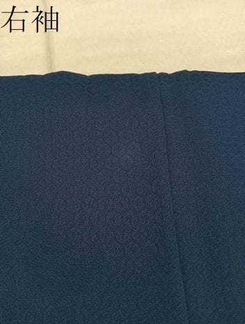 平和屋着物●上質な色無地　草葉地紋　青褐色　正絹　逸品　BAAX5714mz