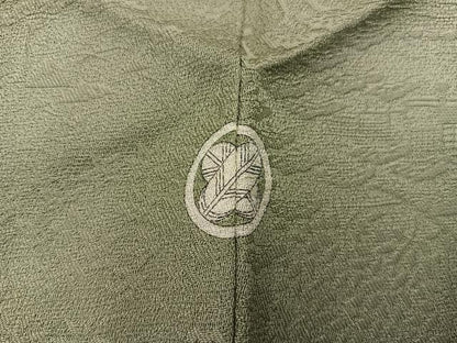平和屋着物■上質な色無地　風景地紋　油色　正絹　逸品　BAAX5716mz
