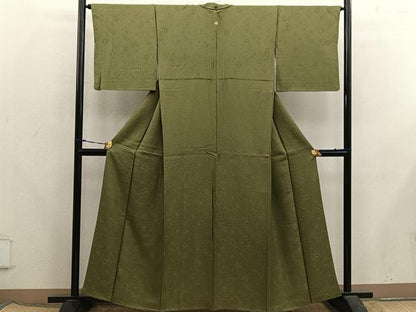 平和屋着物●上質な色無地　辻が花地紋　根岸色　正絹　逸品　BAAX5717mz