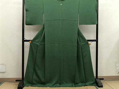 平和屋着物●上質な色無地　草葉地紋　麹塵色　正絹　逸品　BAAX5719mz