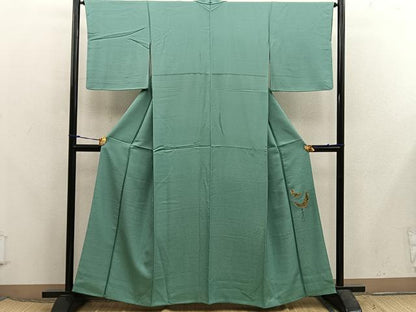 平和屋着物●染色作家　斉藤三才　色無地　柳染色　正絹　逸品　BAAX5720mz