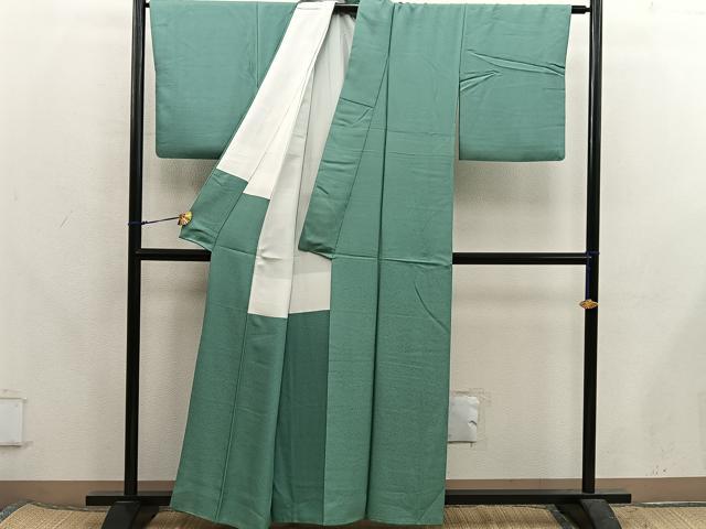 平和屋着物●染色作家　斉藤三才　色無地　柳染色　正絹　逸品　BAAX5720mz