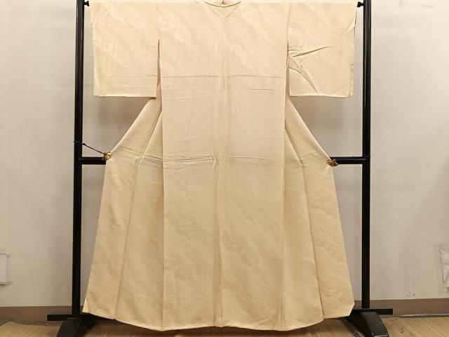 平和屋着物■上質な色無地　菊花地紋　蜂蜜色　正絹　逸品　BAAX5721mz