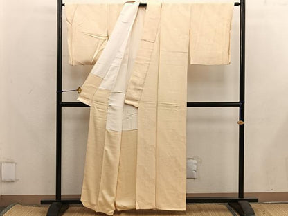 平和屋着物■上質な色無地　菊花地紋　蜂蜜色　正絹　逸品　BAAX5721mz