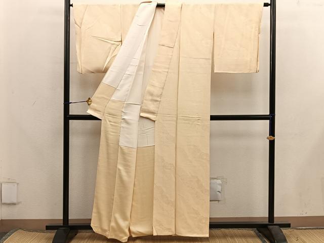 平和屋着物■上質な色無地　菊花地紋　蜂蜜色　正絹　逸品　BAAX5721mz