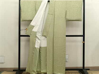 平和屋着物●上質な色無地　梅花地紋　木蘭色　さが美扱い　正絹　逸品　BAAX5724mz