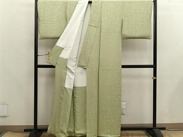 平和屋着物●上質な色無地　梅花地紋　木蘭色　さが美扱い　正絹　逸品　BAAX5724mz