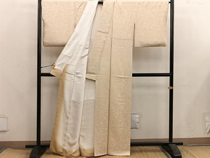 平和屋着物●上質な色無地　梅花地紋　飴色　正絹　逸品　BAAX5725mz
