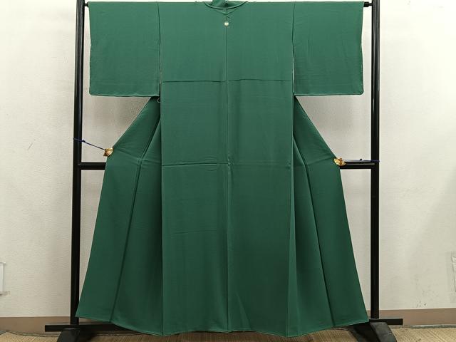 平和屋着物●ファッションデザイナー 花井幸子　色無地　千歳緑色　正絹　逸品　BAAX5727mz