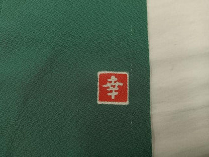 平和屋着物●ファッションデザイナー 花井幸子　色無地　千歳緑色　正絹　逸品　BAAX5727mz