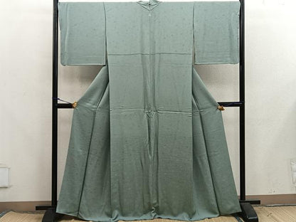 平和屋着物●上質な色無地　菊地紋　薄青色　正絹　逸品　BAAX5729mz