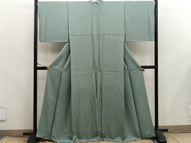 平和屋着物●上質な色無地　菊地紋　薄青色　正絹　逸品　BAAX5729mz