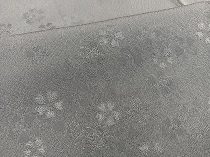 平和屋着物●上質な色無地　舞花地紋　湊鼠色　正絹　逸品　BAAX5731mz