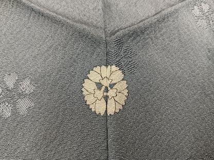 平和屋着物●上質な色無地　舞花地紋　湊鼠色　正絹　逸品　BAAX5731mz