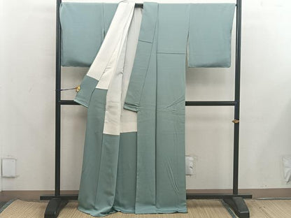 平和屋着物●上質な色無地　薄青色　正絹　逸品　BAAX5735mz