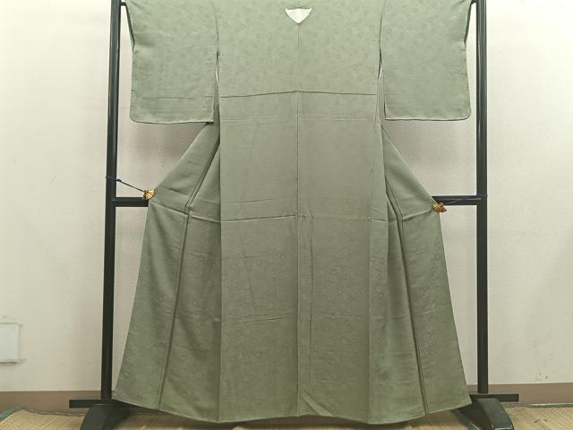 平和屋着物●上質な色無地　菊地紋　油色　反端付き　正絹　逸品　未使用　BAAX5736mz