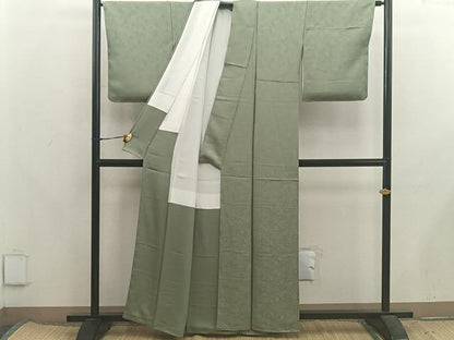 平和屋着物●上質な色無地　菊地紋　油色　反端付き　正絹　逸品　未使用　BAAX5736mz