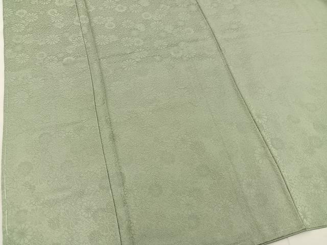 平和屋着物●上質な色無地　菊地紋　油色　反端付き　正絹　逸品　未使用　BAAX5736mz