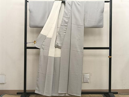 平和屋着物■上質な色無地　灰青色　正絹　逸品　BAAX5741mz