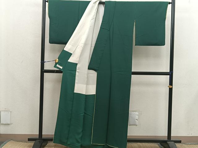 平和屋着物●上質な色無地　千歳緑色　やまと誂製　正絹　逸品　BAAX5742mz