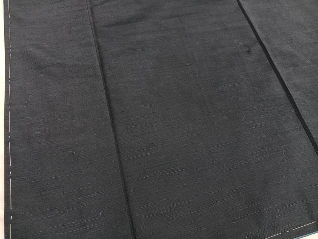 平和屋着物●男性　紬　アンサンブル　キングサイズ　黒緑色　正絹　逸品　BAAX5752mz