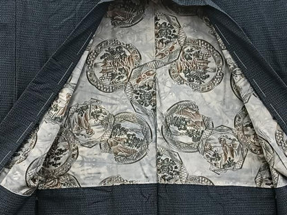 平和屋着物■男性　本場大島紬　アンサンブル　絣文様　正絹　逸品　BAAX5755mz