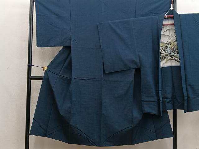 平和屋着物□男性 紬 アンサンブル 錆鼠色 正絹 逸品 BAAX5757mz