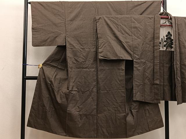 平和屋着物■男性　本場大島紬　アンサンブル　格子　正絹　逸品　BAAX5761mz