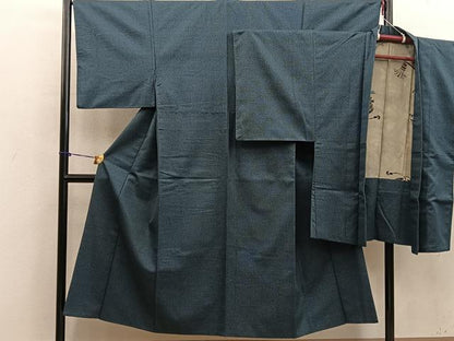 平和屋着物■男性　小紋　アンサンブル　絣文様　洗える着物　BAAX5765mz