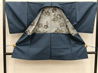 平和屋着物■男性　紬　アンサンブル　襦袢セット　120亀甲　正絹　逸品　BAAX5766mz