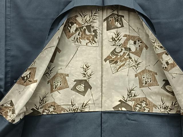 平和屋着物■男性　紬　アンサンブル　襦袢セット　120亀甲　正絹　逸品　BAAX5766mz