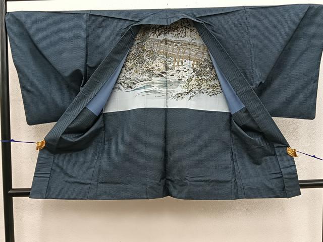 平和屋着物●男性　本場大島紬　アンサンブル　襦袢セット　100亀甲　総詰め　正絹　逸品　BAAX5768mz