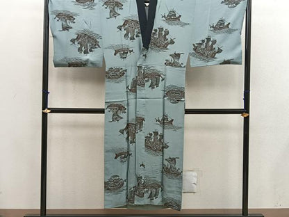 平和屋着物●男性　本場大島紬　アンサンブル　襦袢セット　100亀甲　総詰め　正絹　逸品　BAAX5770mz