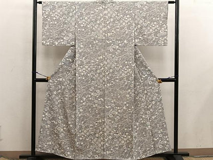 平和屋着物■上質な小紋　菊花文　正絹　逸品　BAAX5775mz