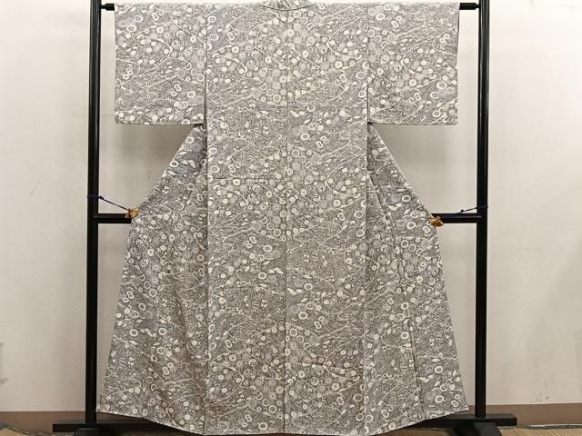 平和屋着物■上質な小紋　菊花文　正絹　逸品　BAAX5775mz