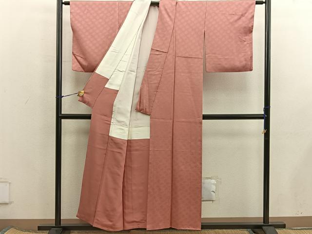 平和屋着物■上質な色無地　丸地紋　東雲色　正絹　逸品　BAAX5777mz