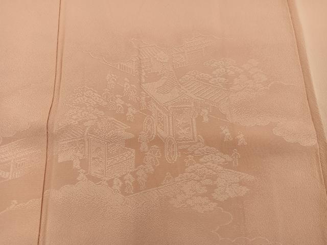 平和屋着物■無地絵羽訪問着　祇園祭地紋　深支子色　正絹　逸品　BAAX5779mz