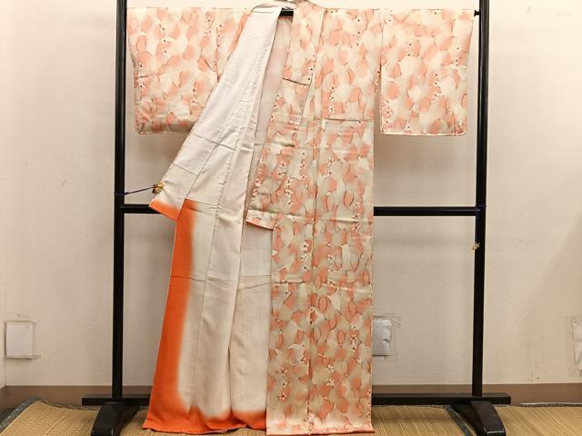 平和屋着物■上質な小紋　草花文　暈し染め　正絹　逸品　BAAX5786mz