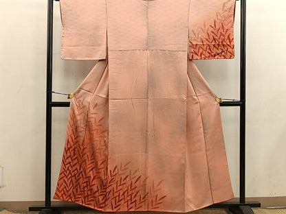 平和屋着物■訪問着　草葉文　暈し染め　正絹　逸品　BAAX5789mz