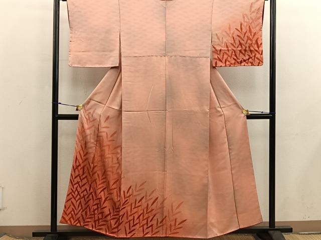 平和屋着物■訪問着　草葉文　暈し染め　正絹　逸品　BAAX5789mz