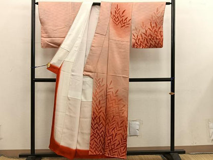 平和屋着物■訪問着　草葉文　暈し染め　正絹　逸品　BAAX5789mz