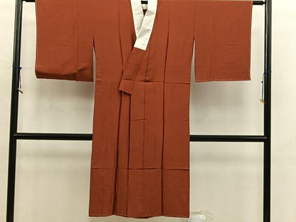 平和屋着物■長襦袢　単衣　赤錆色　正絹　逸品　BAAX5791mz