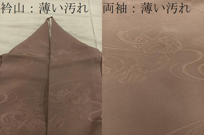 平和屋着物■上質な色無地　流水地紋　砺茶色　正絹　逸品　BAAX5794mz